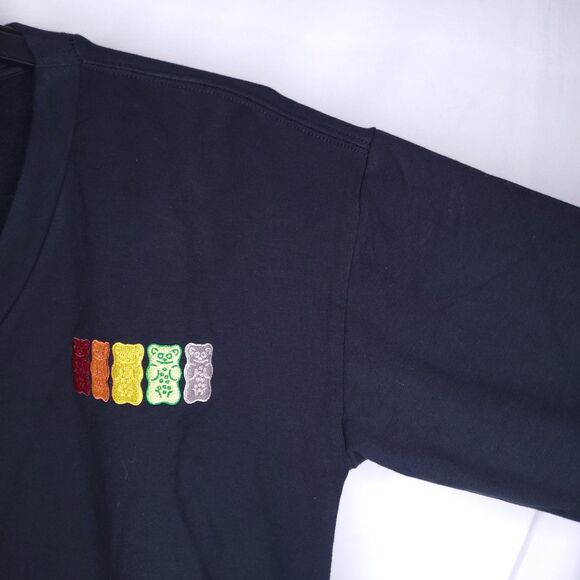 Haribo Sweatshirt Womens Large Black Cropped Fleece V Neck - Picture 4 of 11